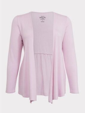 Torrid Super Soft Fleece Open Front Babydoll Cardigan Pink Plus Size 3X